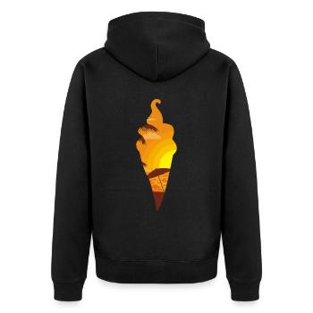 Ice Cream Sunset Beach Cone - Unisex Premium Bio Zip Hoodie - Schwarz - Hinten - Nico (187cm)