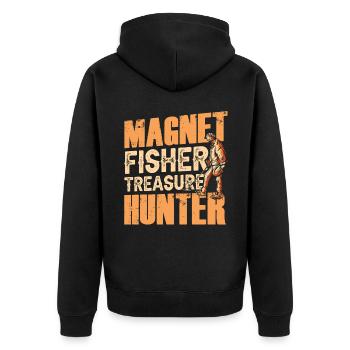Magnet Fischer Schatzsucher Magnetfischen - Unisex Premium Bio Zip Hoodie - Schwarz - Hinten - Nico (187cm)
