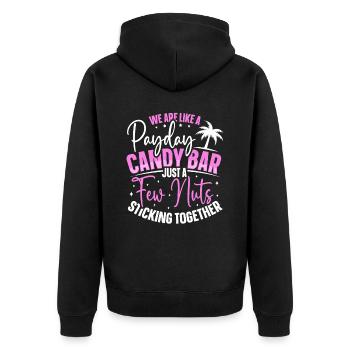Just A Few Nuts Sticking Together Family Reunion - Unisex Premium Bio Zip Hoodie - Schwarz - Hinten - Nico (187cm)