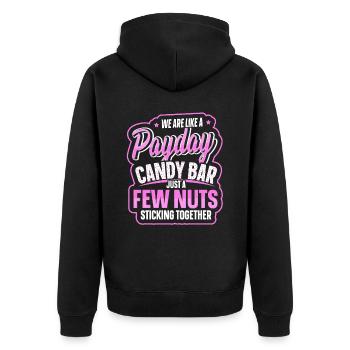 Just A Few Nuts Sticking Together Family Reunion - Unisex Premium Bio Zip Hoodie - Schwarz - Hinten - Nico (187cm)