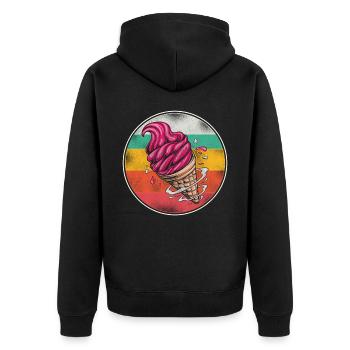 Ice Cream Retro Vintage Cone - Unisex Premium Organic Zip Hoodie - black - Back - Nico (187cm)