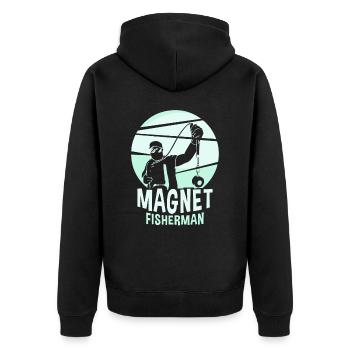 Magnetic Fisherman Magnetic Fishing Magnet - Unisex Premium Organic Zip Hoodie - black - Back - Nico (187cm)