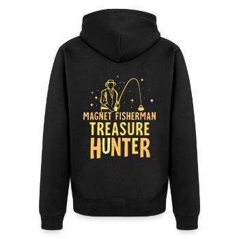 Magnetic Fisherman Treasure Hunter Magnetic Fishing Magnet - Unisex Premium Organic Zip Hoodie - black - Back - Nico (187cm)