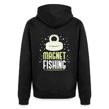 Magnetic Fishing Magnetic Fisherman Magnet - Unisex Premium Organic Zip Hoodie - black - Back - Nico (187cm)