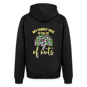 My Family Tree Full Of Nuts Funny Family Tree - Unisex Premium Organic Zip Hoodie - black - Back - Nico (187cm)