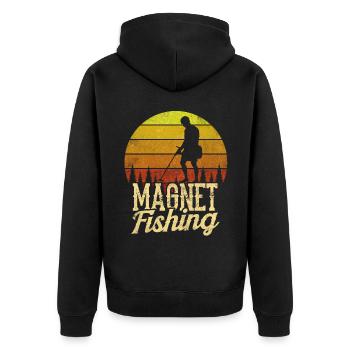 Magnet Fishing Magnetic Fisher Magnetic Fishing - Unisex Premium Organic Zip Hoodie - black - Back - Nico (187cm)