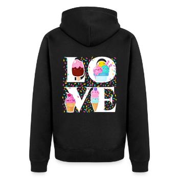 Ice Cream Cone Popsicle Love - Unisex Premium Bio Zip Hoodie - Schwarz - Hinten - Nico (187cm)