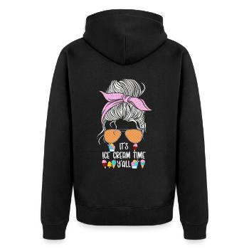 Ice Cream Sunglasses Girl Cone - Unisex Premium Bio Zip Hoodie - Schwarz - Hinten - Nico (187cm)