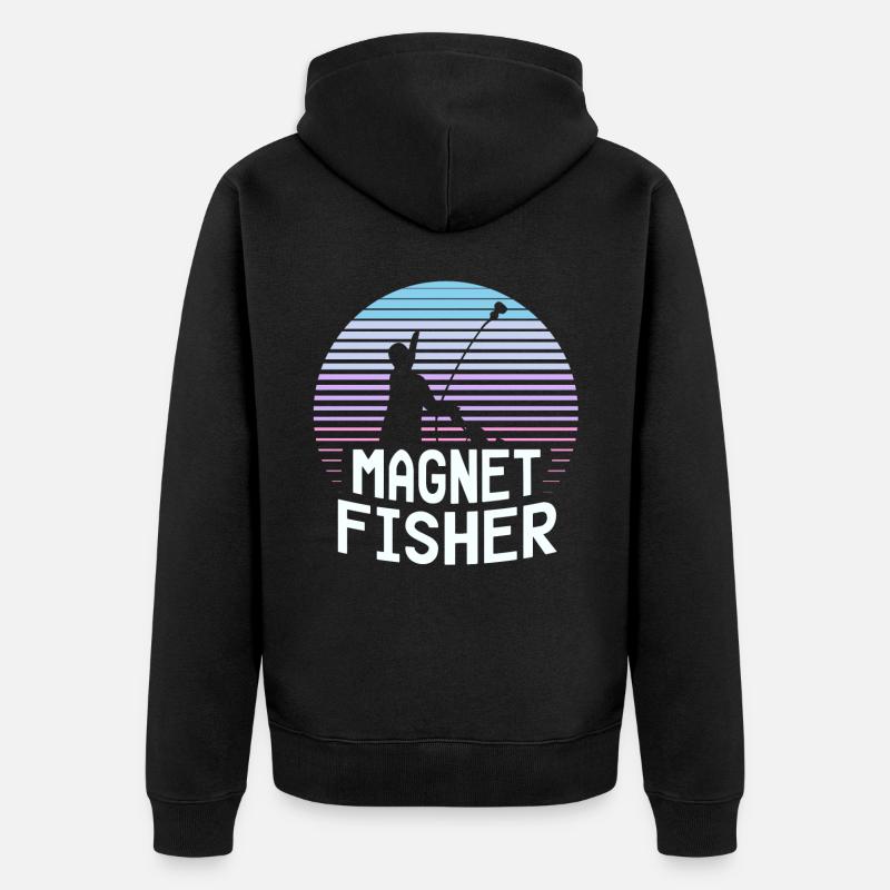 Magnetfischer Magnet Magnetfischen - Unisex Premium Bio Zip Hoodie - Schwarz