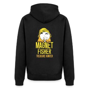 Magnetic Fisherman Treasure Hunter Magnet Magnetic Fishing - Unisex Premium Organic Zip Hoodie - black - Back - Nico (187cm)