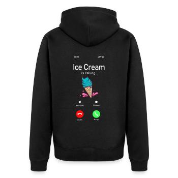 Ice Cream Phone Display Cone Ice - Unisex Premium Organic Zip Hoodie - black - Back - Nico (187cm)