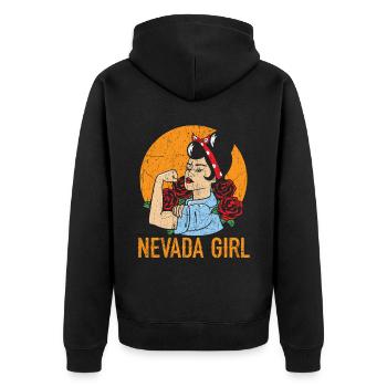 Nevada Mädchen USA Amerika Nevadaner - Unisex Premium Bio Zip Hoodie - Schwarz - Hinten - Nico (187cm)