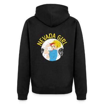 Nevada Mädchen USA Amerika Nevadaner - Unisex Premium Bio Zip Hoodie - Schwarz - Hinten - Nico (187cm)