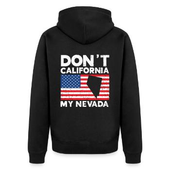 Don't California My Nevada USA Amerika Nevadans - Unisex Premium Bio Zip Hoodie - Schwarz - Hinten - Nico (187cm)