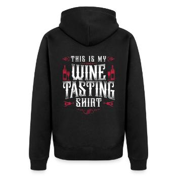 Sommelier Wine Drinking Tasting - Unisex Premium Bio Zip Hoodie - Schwarz - Hinten - Nico (187cm)