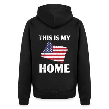 C’est ma maison Oregon USA Amérique Oregoniens - Veste à capuche bio Premium Unisexe - noir - Dos - Nico (187cm)