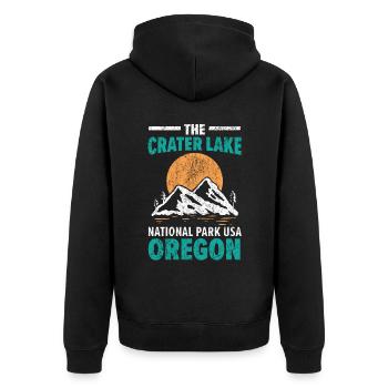 The Crater Lake National Park USA Oregon America - Unisex Premium Organic Zip Hoodie - black - Back - Nico (187cm)