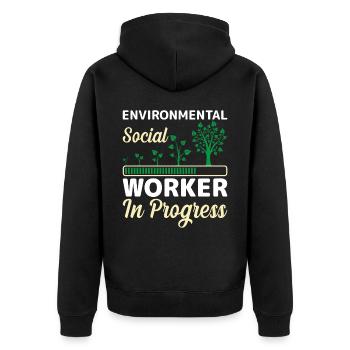 Environmental Social Worker In Progress Profession - Unisex Premium Bio Zip Hoodie - Schwarz - Hinten - Nico (187cm)