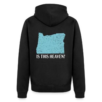 Is This Heaven Oregon USA America Oregonians - Unisex Premium Organic Zip Hoodie - black - Back - Nico (187cm)
