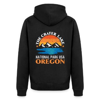 The Crater Lake National Park USA Oregon America - Unisex Premium Organic Zip Hoodie - black - Back - Nico (187cm)