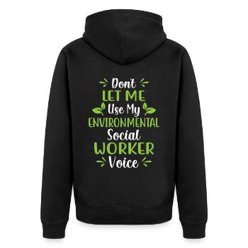 Environmental Social Worker Job Environmentalist - Unisex Premium Bio Zip Hoodie - Schwarz - Hinten - Nico (187cm)
