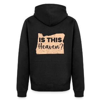 Is This Heaven Oregon USA America Oregonians - Unisex Premium Organic Zip Hoodie - black - Back - Nico (187cm)
