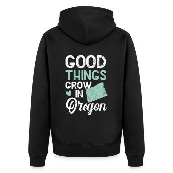 De bonnes choses poussent dans l’Oregon USA Amérique Oregoniens - Veste à capuche bio Premium Unisexe - noir - Dos - Nico (187cm)