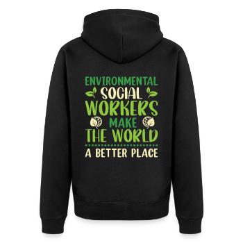 Emploi de travailleur social environnementaliste Environnementaliste - Veste à capuche bio Premium Unisexe - noir - Dos - Nico (187cm)