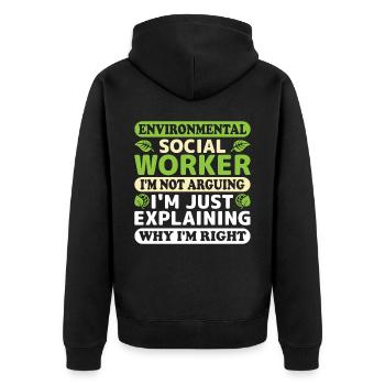 Environmental Social Worker Job Environmentalist - Unisex Premium Organic Zip Hoodie - black - Back - Nico (187cm)