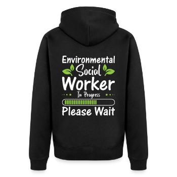 Environmental Social Worker In Progress Profession - Unisex Premium Bio Zip Hoodie - Schwarz - Hinten - Nico (187cm)