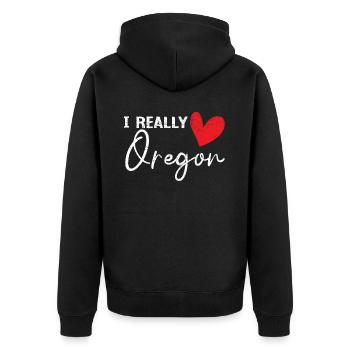 J’aime vraiment Oregon USA Amérique Oregonians - Veste à capuche bio Premium Unisexe - noir - Dos - Nico (187cm)