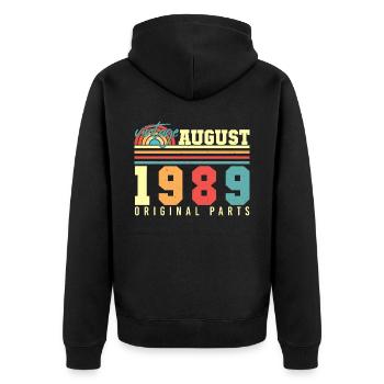 Année de construction Août 1989 - Veste à capuche bio Premium Unisexe - noir - Dos - Nico (187cm)