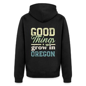 De bonnes choses poussent dans l’Oregon USA Amérique Oregoniens - Veste à capuche bio Premium Unisexe - noir - Dos - Nico (187cm)