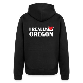 J’aime vraiment Oregon USA Amérique Oregonians - Veste à capuche bio Premium Unisexe - noir - Dos - Nico (187cm)
