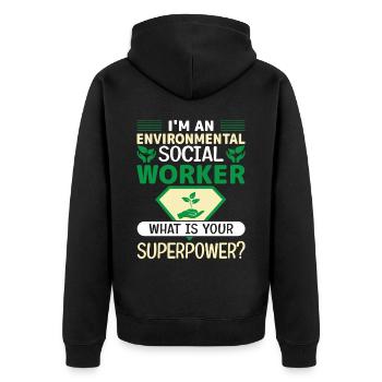 Emploi de travailleur social environnementaliste Environnementaliste - Veste à capuche bio Premium Unisexe - noir - Dos - Nico (187cm)