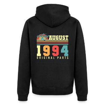 August 1994 Legendär - Unisex Premium Bio Zip Hoodie - Schwarz - Hinten - Nico (187cm)