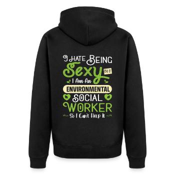 Environmental Social Worker Job Environmentalist - Unisex Premium Bio Zip Hoodie - Schwarz - Hinten - Nico (187cm)