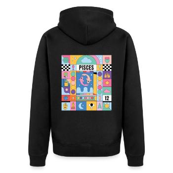 Fische Horoskopfische abstrakte Zodiac Art Mystic - Unisex Premium Bio Zip Hoodie - Schwarz - Hinten - Nico (187cm)