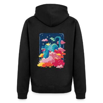 Cloud Dragon Schlange Asiatische chinesische Fanta - Unisex Premium Bio Zip Hoodie - Schwarz - Hinten - Nico (187cm)