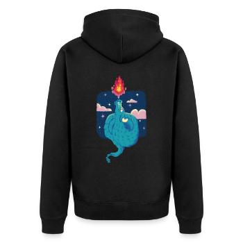 Feueratmung Dragon Fantasy Mythische Aquarelle - Unisex Premium Bio Zip Hoodie - Schwarz - Hinten - Nico (187cm)