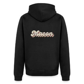 Nostalgique des années 70 USA City - Vintage Macon - Veste à capuche bio Premium Unisexe - noir - Dos - Nico (187cm)