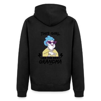 beste Oma - Unisex Premium Bio Zip Hoodie - Schwarz - Hinten - Nico (187cm)