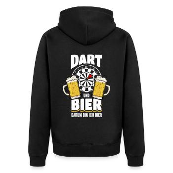 Darts And Beer Why I Am Here - Unisex Premium Organic Zip Hoodie - black - Back - Nico (187cm)