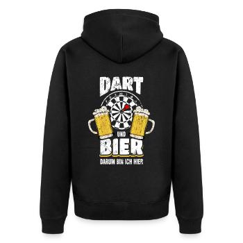 Darts And Beer Why I Am Here - Unisex Premium Organic Zip Hoodie - black - Back - Nico (187cm)
