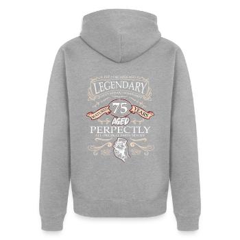 Vintage Legendary - Aged perfectly 75th birthday - Unisex Premium Organic Zip Hoodie - heather grey - Back - Nico (187cm)