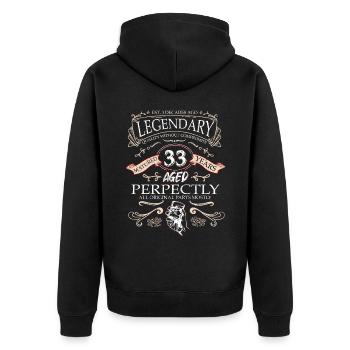 Vintage Legendary - Aged perfectly 33. Geburtstag - Unisex Premium Bio Zip Hoodie - Schwarz - Hinten - Nico (187cm)