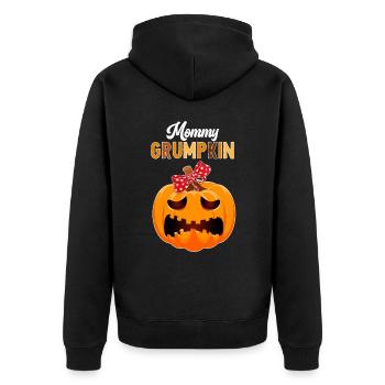 Mom Mama Grumpkin Halloween Kürbis Familienoutfit - Unisex Premium Bio Zip Hoodie - Schwarz - Hinten - Nico (187cm)