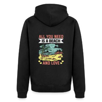 Strandurlaub am Meer Design Strandmotiv - Unisex Premium Bio Zip Hoodie - Schwarz - Hinten - Nico (187cm)