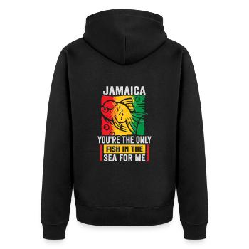Jamaika Strandurlaub am Meer Design Strandmotiv - Unisex Premium Bio Zip Hoodie - Schwarz - Hinten - Nico (187cm)