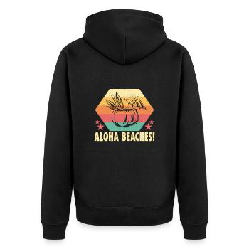 Aloha Beaches!Strandurlaub am Meer Strandmotiv - Unisex Premium Bio Zip Hoodie - Schwarz - Hinten - Nico (187cm)